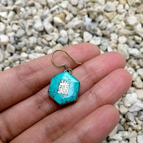 Silver with turquiose earrings 925 - Picture 5 of 10